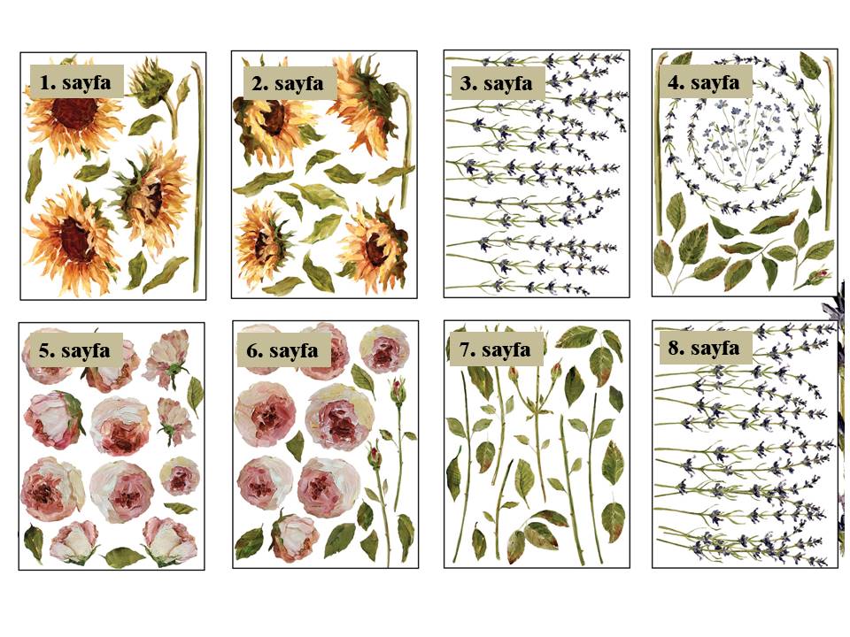 Painterly Flowers Transfer Pad 30x40cm (8 sayfa)