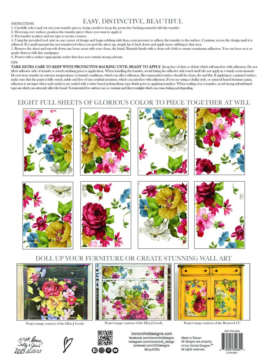 Wall Flower Decor Transfer Pad 40x30cm (8 sayfa)