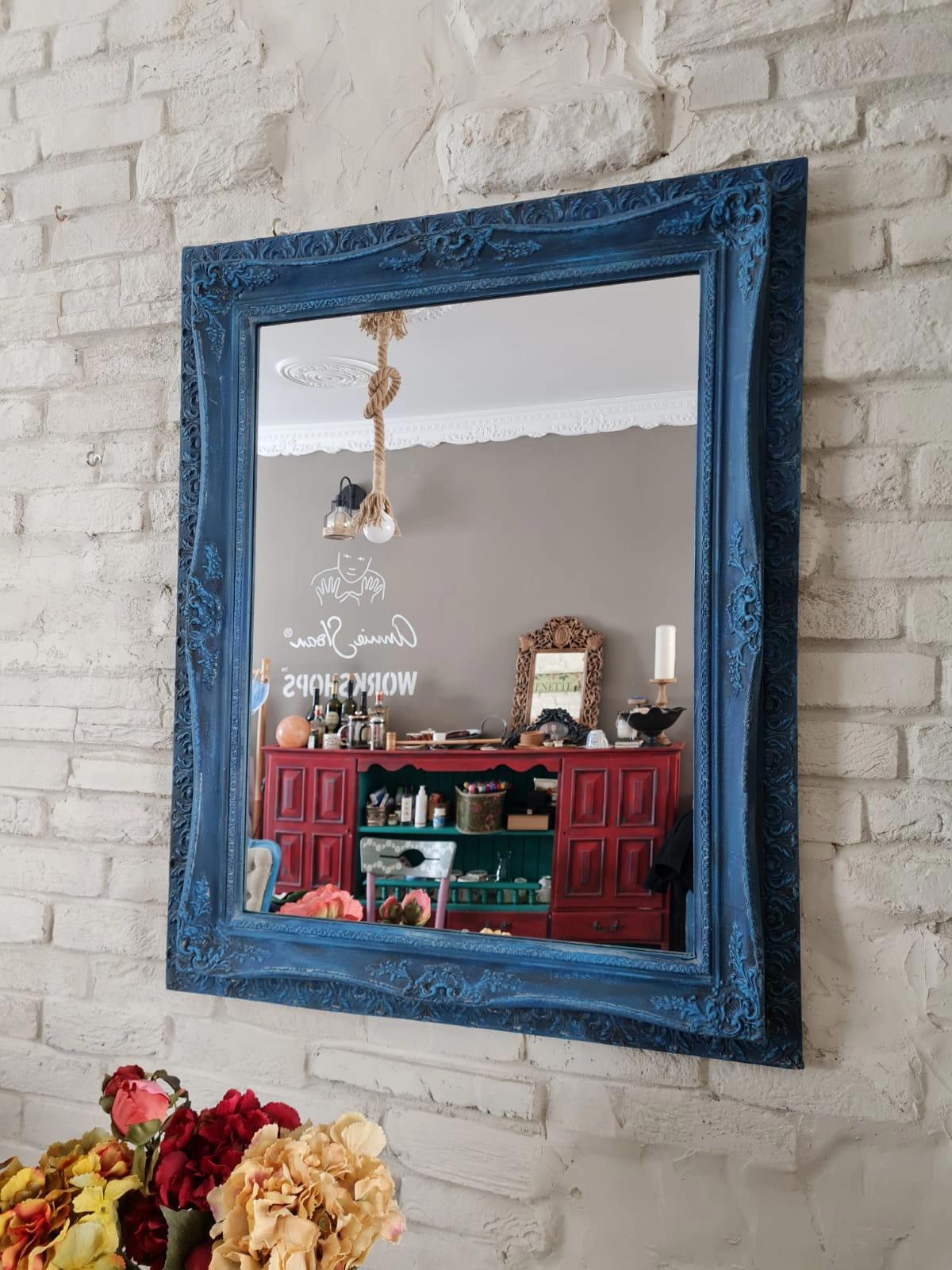 Mavi tonlamalı Vintage Ayna