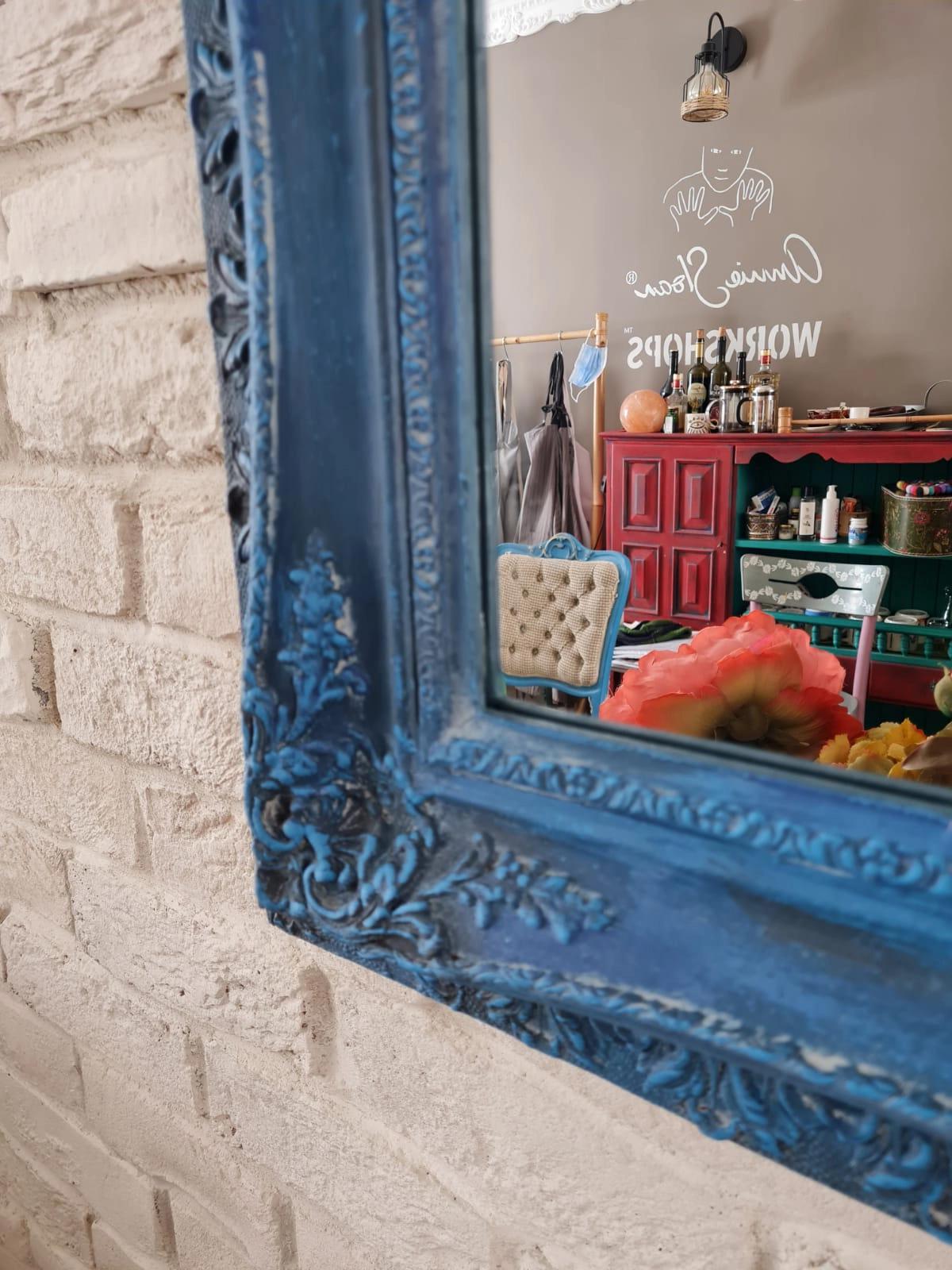 Mavi tonlamalı Vintage Ayna