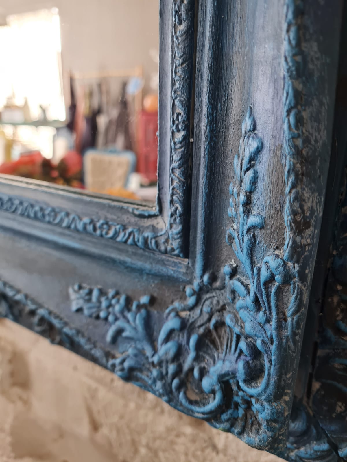 Mavi tonlamalı Vintage Ayna