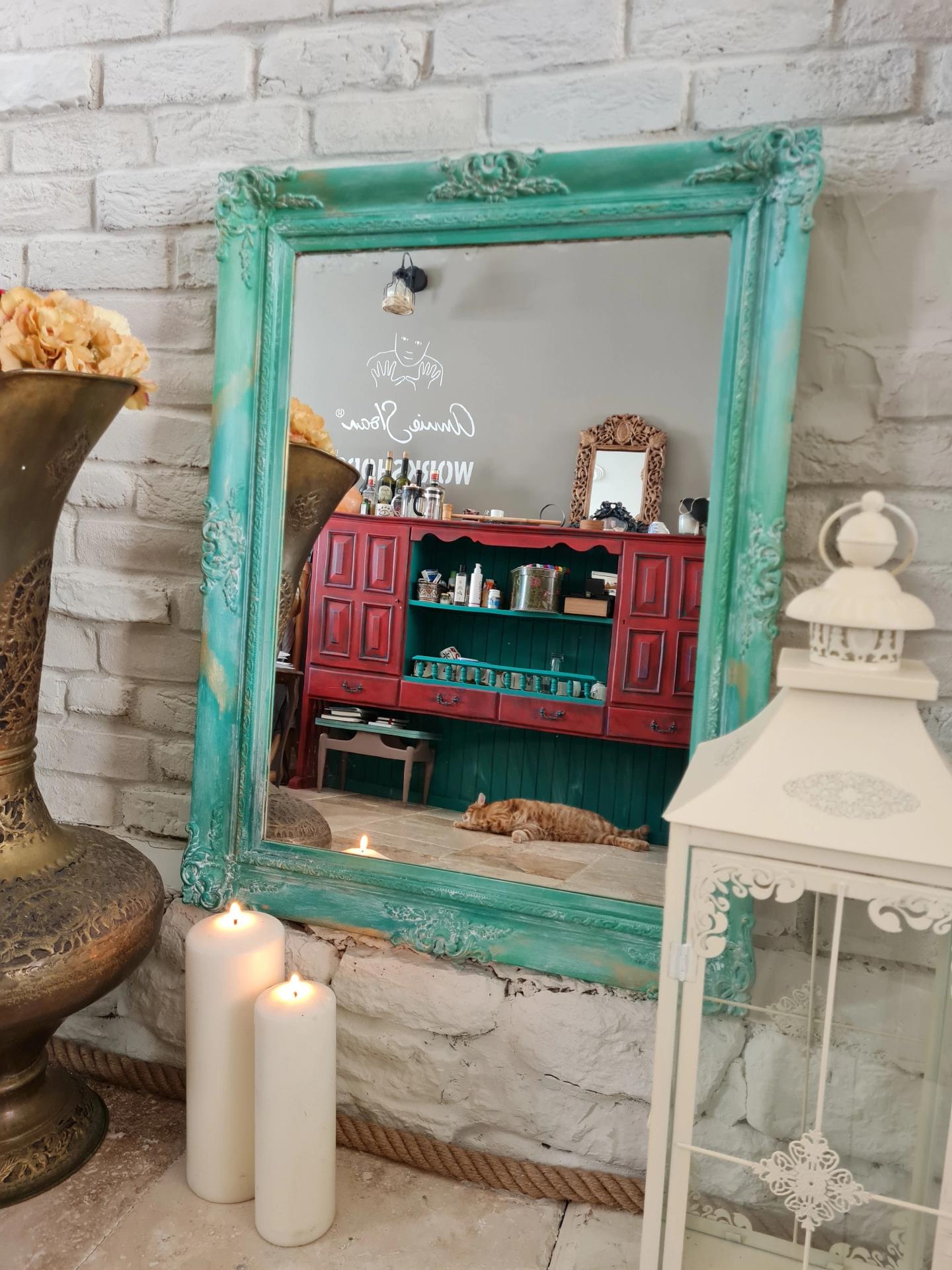 Yeşil tonlamalı Vintage Ayna