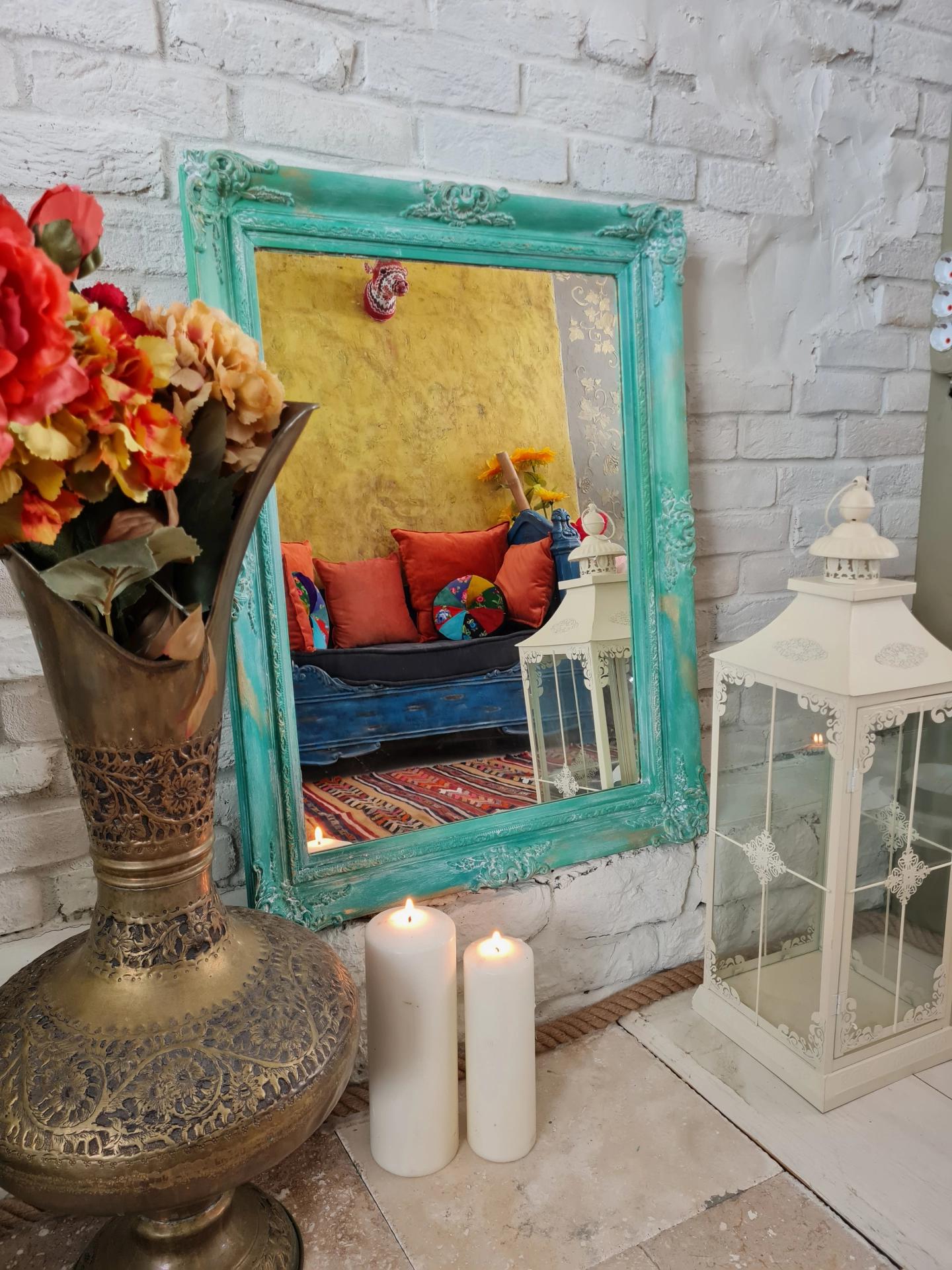 Yeşil tonlamalı Vintage Ayna