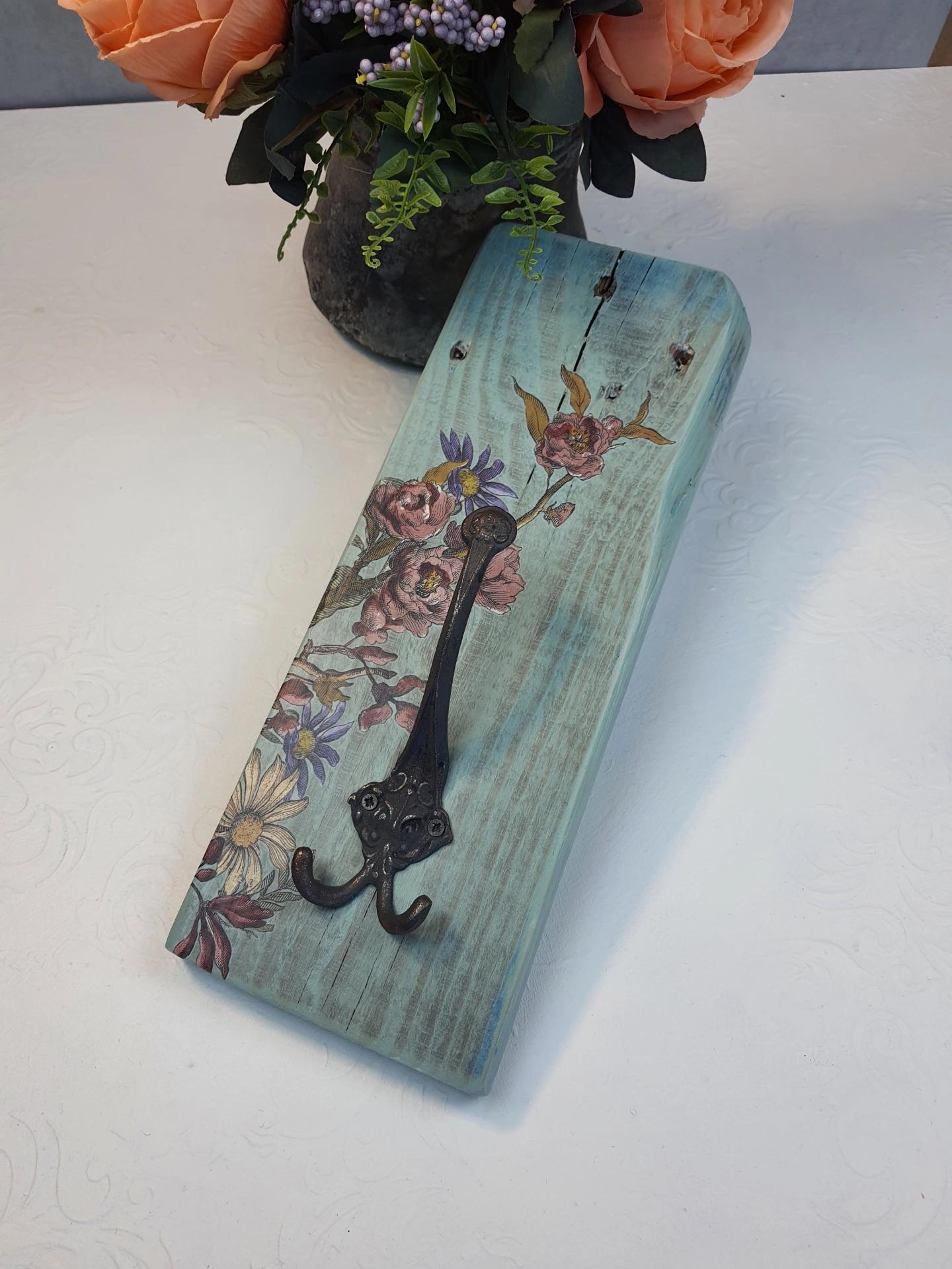 Masif Ahşap Mavi Askı - 3 kollu