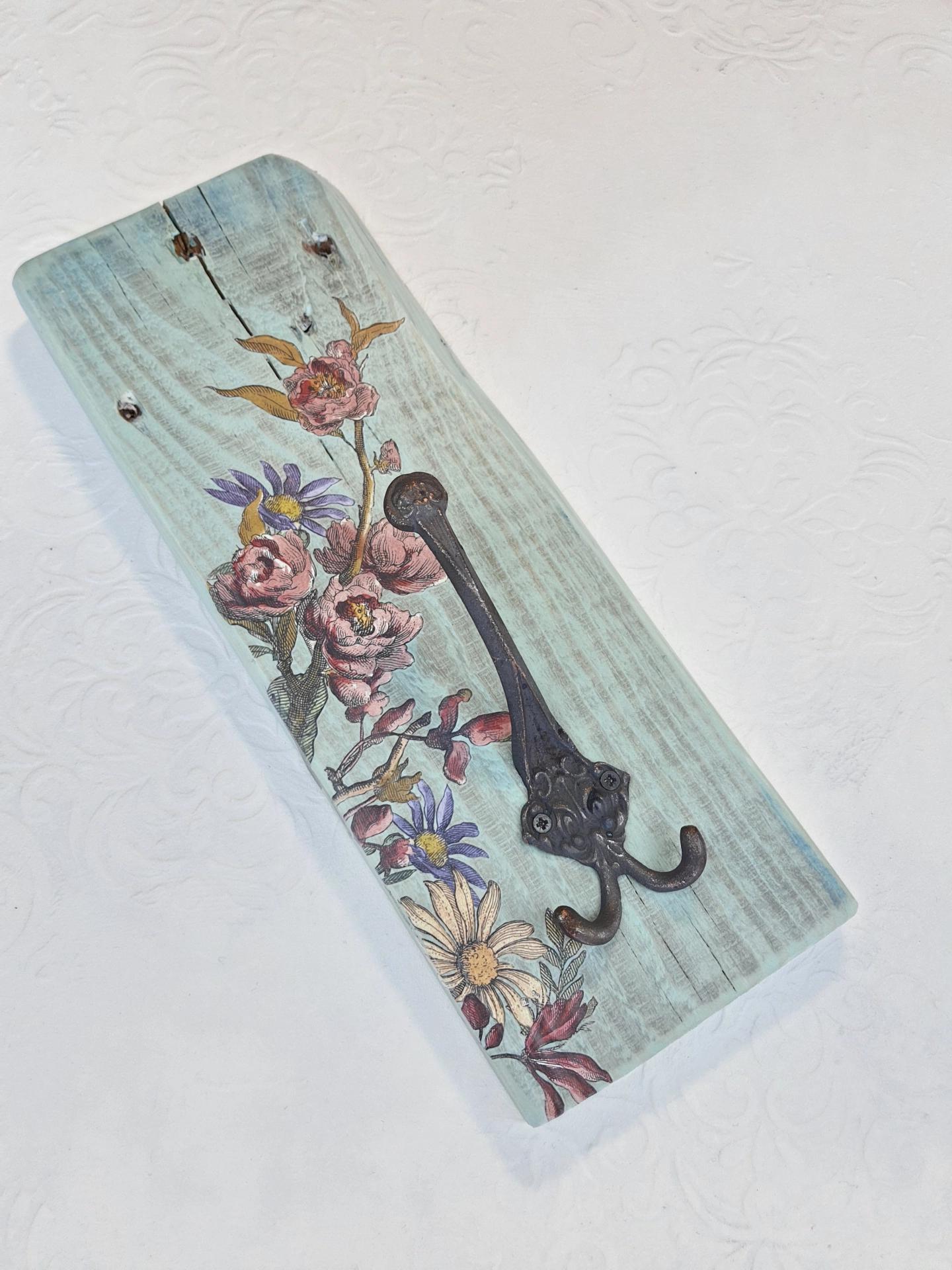 Masif Ahşap Mavi Askı - 3 kollu