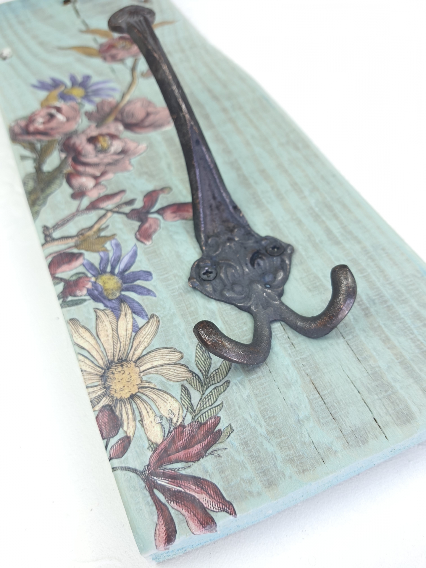 Masif Ahşap Mavi Askı - 3 kollu