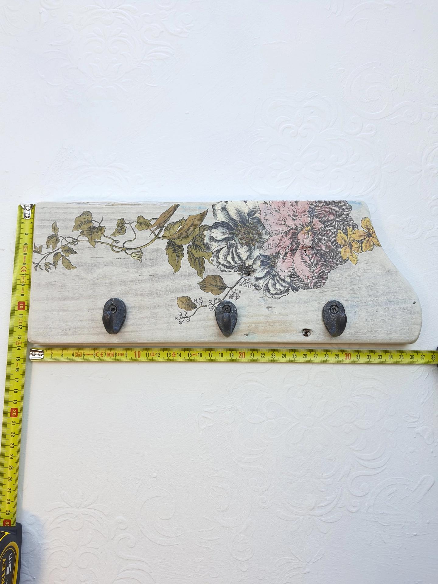 Masif Ahşap Beyaz Askı - üçlü