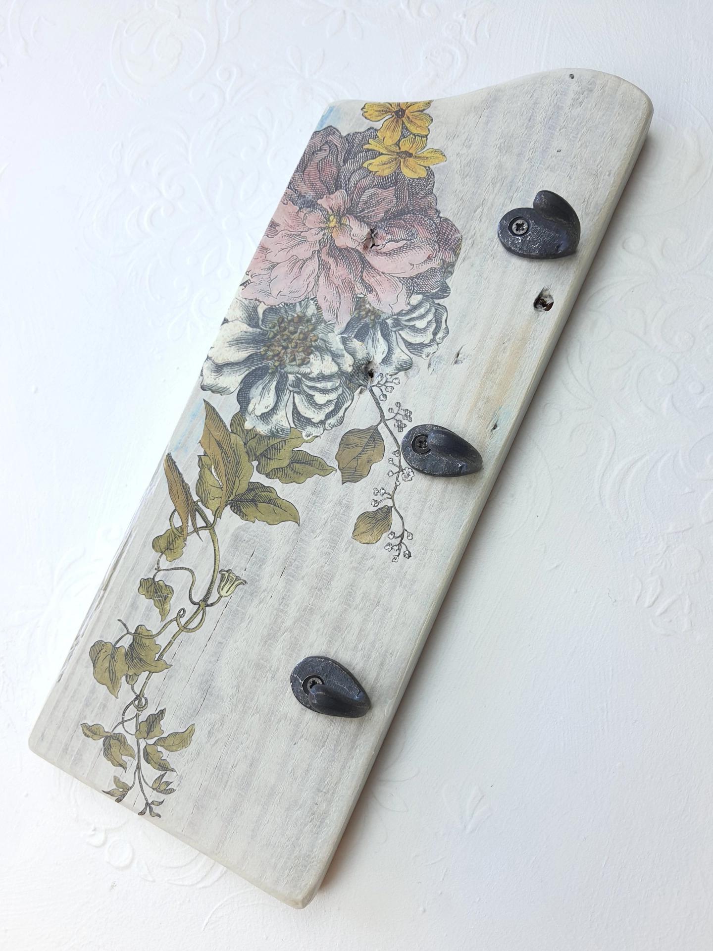 Masif Ahşap Beyaz Askı - üçlü